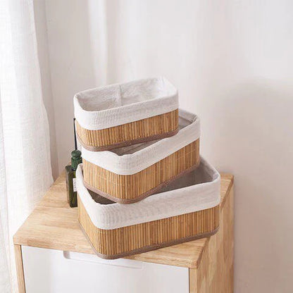 Ensemble de 3 paniers de rangement en bambou naturel