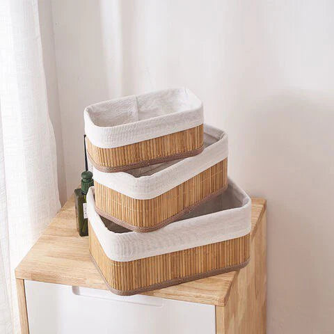 Ensemble de 3 paniers de rangement en bambou naturel