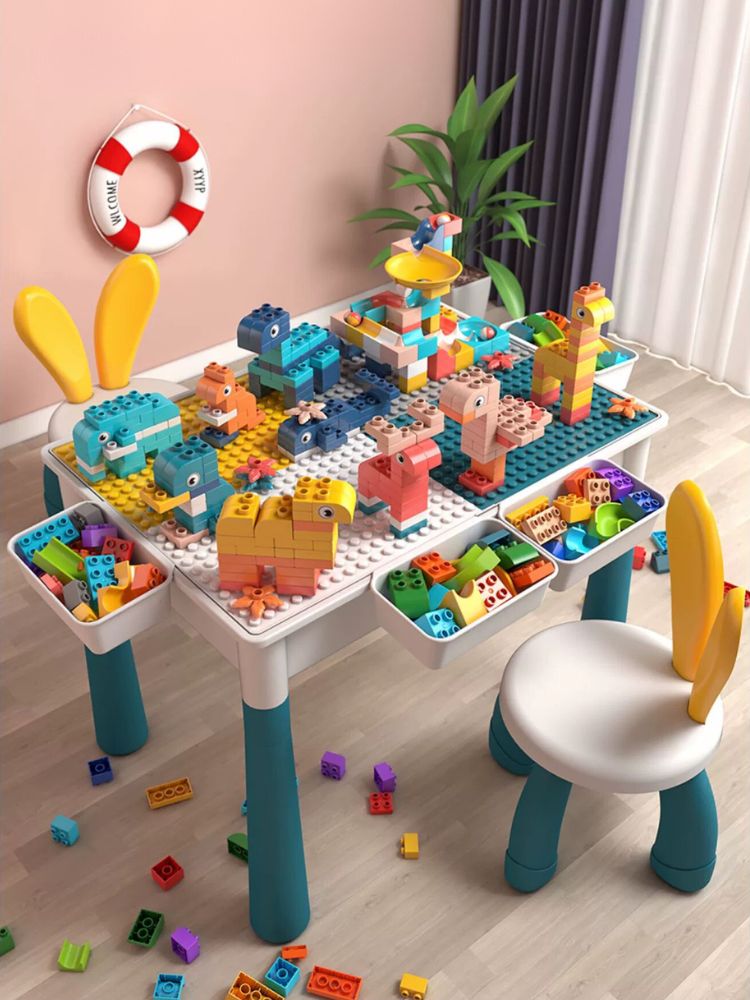 🧸 Table Multi-Activités pour Enfants avec 264 Blocs 🎨