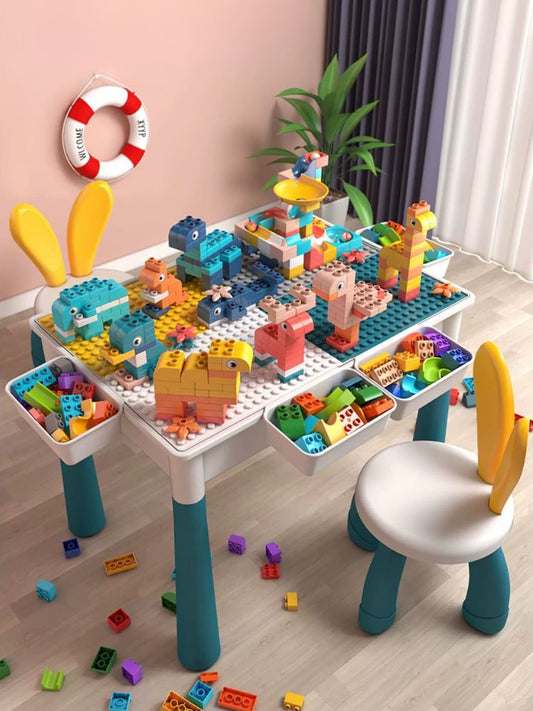 🧸 Table Multi-Activités pour Enfants avec 264 Blocs 🎨