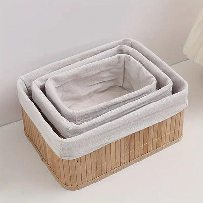 Ensemble de 3 paniers de rangement en bambou naturel